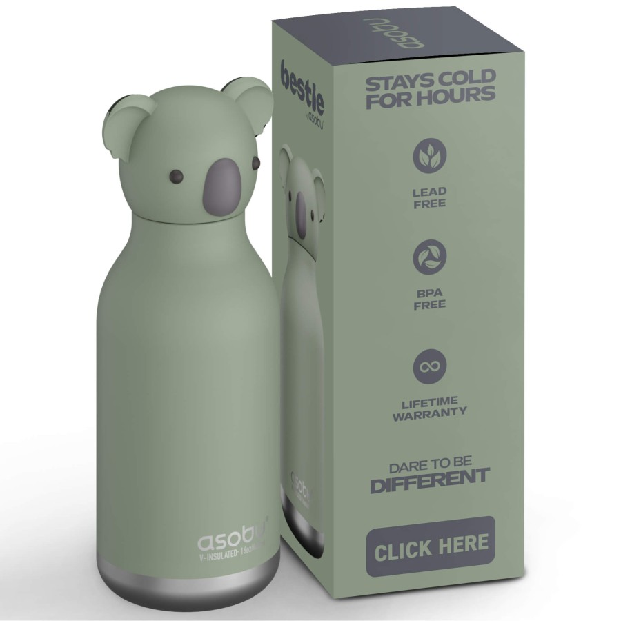 Butelka termiczna ze słomką Bestie, 460 ml - Koala / Asobu