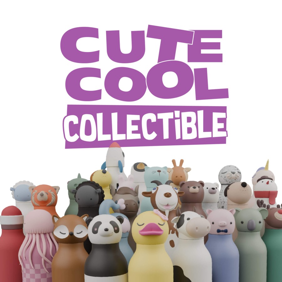 Butelka termiczna ze słomką Bestie, 460 ml - Panda / Asobu