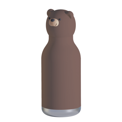 Butelka termiczna ze słomką Bestie, 460 ml - Niedźwiedź / Asobu