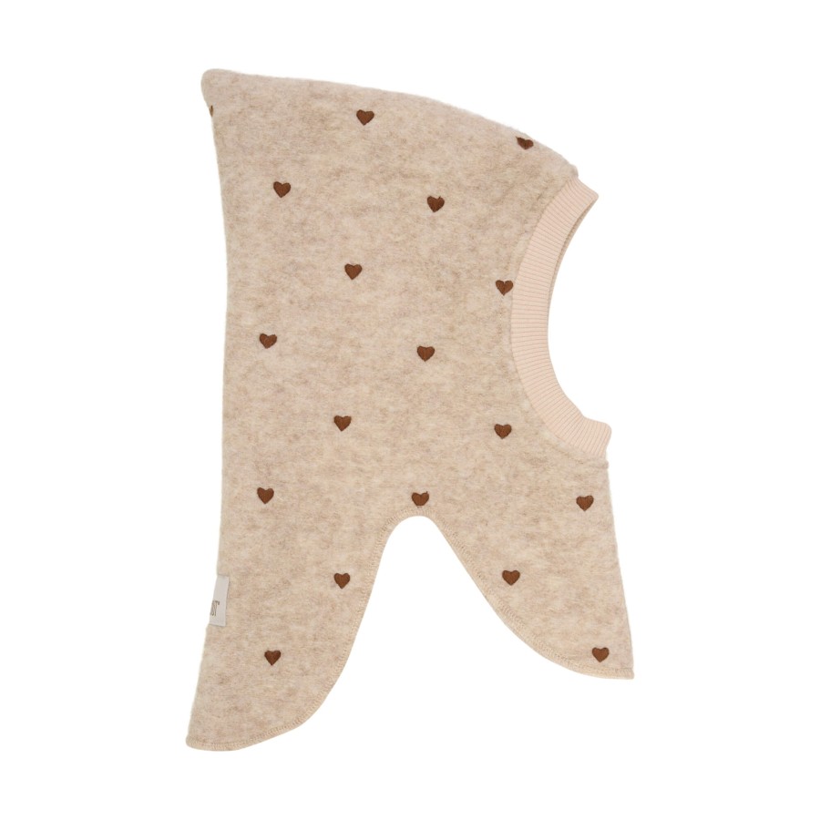 Kominiarka z serduszkami - sand melange / HUTTEliHUT