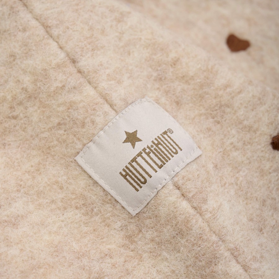 Kominiarka z serduszkami - sand melange / HUTTEliHUT