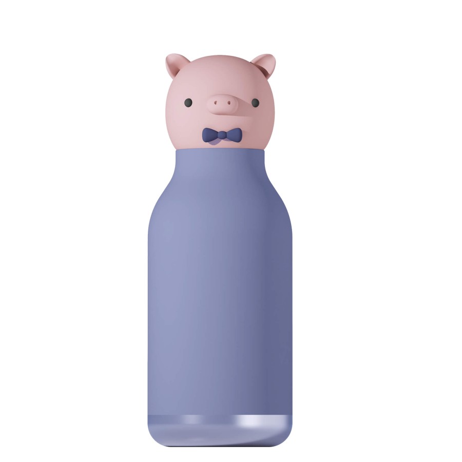 Butelka termiczna ze słomką Bestie, 460 ml - Świnka / Asobu