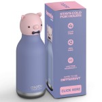 Butelka termiczna ze słomką Bestie, 460 ml - Świnka / Asobu