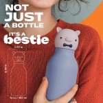 Butelka termiczna ze słomką Bestie, 460 ml - Świnka / Asobu