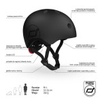 Kask M-L starszych dzieci i nastolatków Black / Scoot&Ride