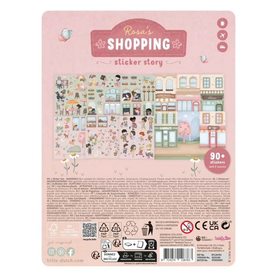 Książeczka z naklejkami Rosa na zakupach / Little Dutch