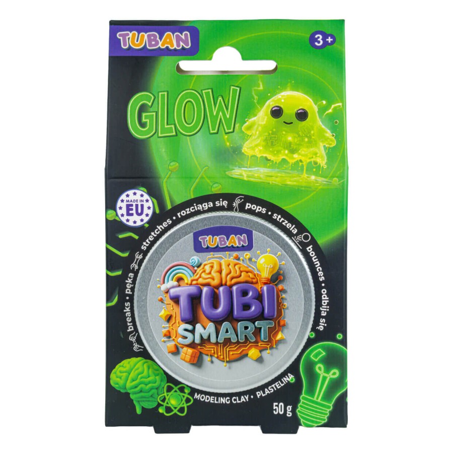 Plastelina Tubi Smart - GLOW, 50g / Tuban
