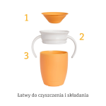 Kubek treningowy z uchwytami Miracle 360°, 207ml - pomarańczowy / Munchkin
