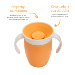 Kubek treningowy z uchwytami Miracle 360°, 207ml - pomarańczowy / Munchkin