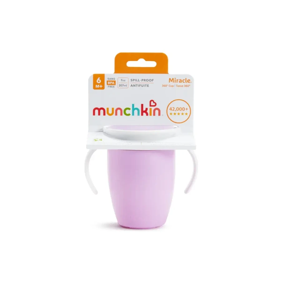 Kubek treningowy z uchwytami Miracle 360°, 207ml - fioletowy / Munchkin