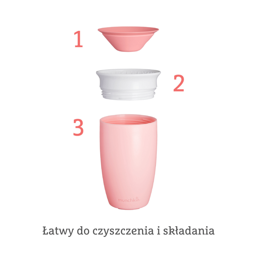 Kubek Miracle 360°, 296ml - różowy / Munchkin