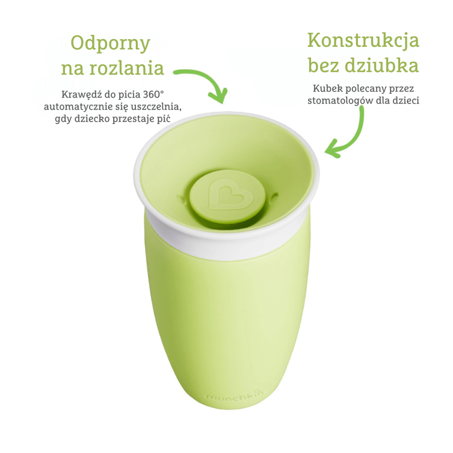 Kubek Miracle 360°, 296ml - zielony / Munchkin