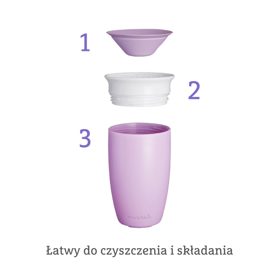 Kubek Miracle 360°, 296ml - fioletowy / Munchkin