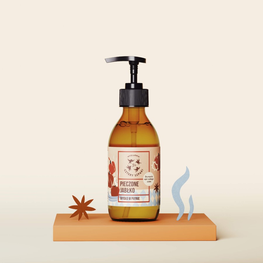 Pieczone Jabłko - naturalne mydło w płynie, 300 ml / Mydlarnia Cztery Szpaki