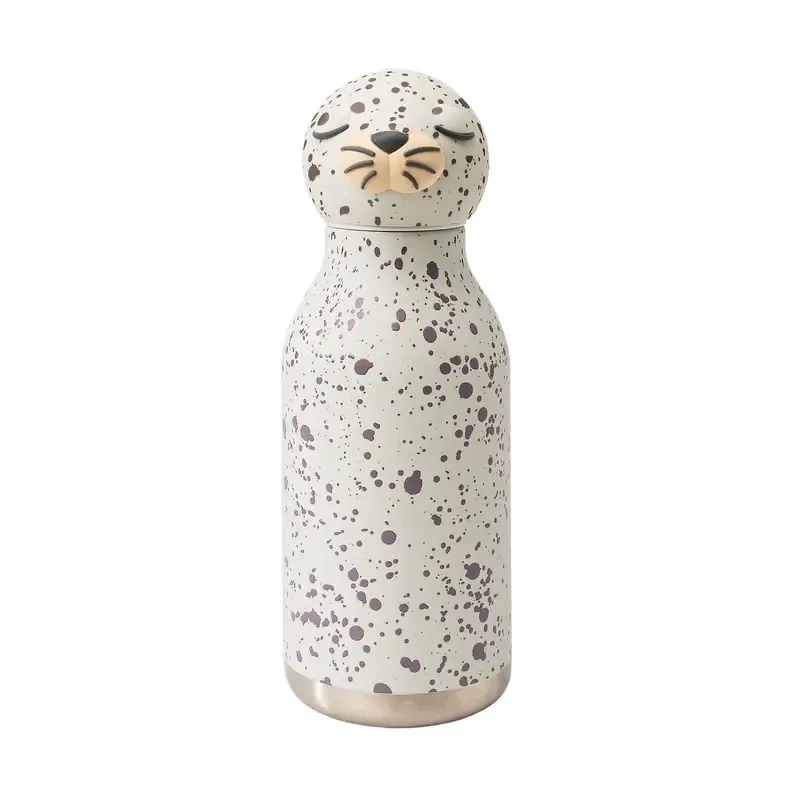 Butelka termiczna ze słomką Bestie, 460 ml - Foka / Asobu