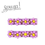 Spinki do włosów z kwiatuszkami z koralików 2szt. - fioletowe / Souza!