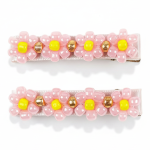 Spinki do włosów z kwiatuszkami z koralików 2szt. - jasnoróżowe / Souza!