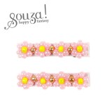 Spinki do włosów z kwiatuszkami z koralików 2szt. - jasnoróżowe / Souza!