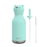Butelka termiczna ze słomką Bestie, 460 ml - Kot / Asobu