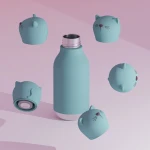Butelka termiczna ze słomką Bestie, 460 ml - Kot / Asobu