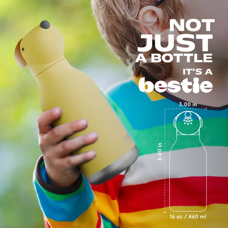 Butelka termiczna ze słomką Bestie, 460 ml - Pies / Asobu