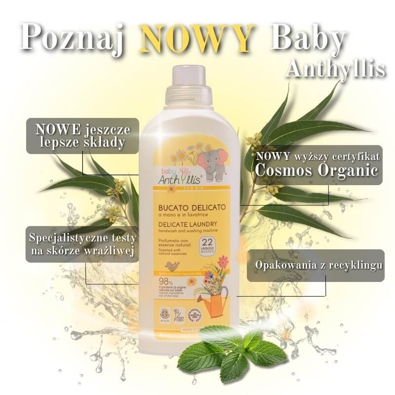 Naturalny płyn do prania ubranek dziecięcych, do prania ręcznego i w pralce, 1l / Baby Anthyllis