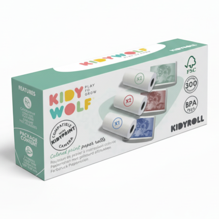 Kolorowe rolki papieru termicznego samoprzylepnego do aparatu KIDYROLL / Kidywolf