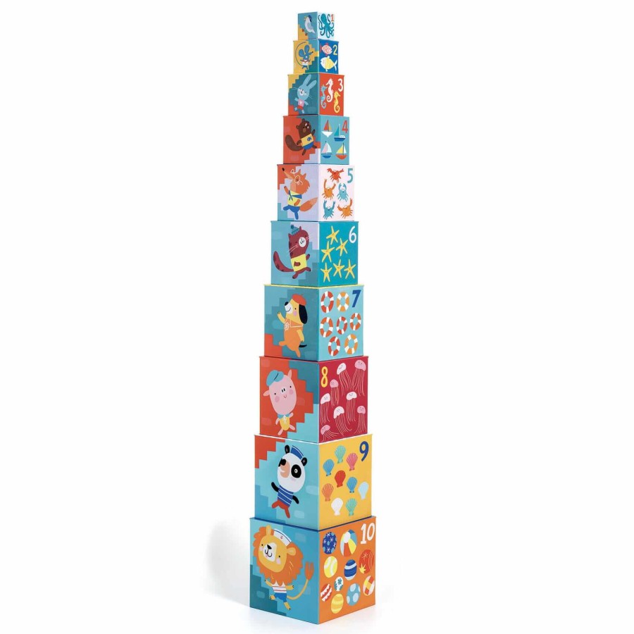 Układanka z kartonowych kostek PLAŻA / Djeco