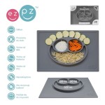 Silikonowy talerzyk z podkładką 2w1 Happy Mat szary / EZPZ