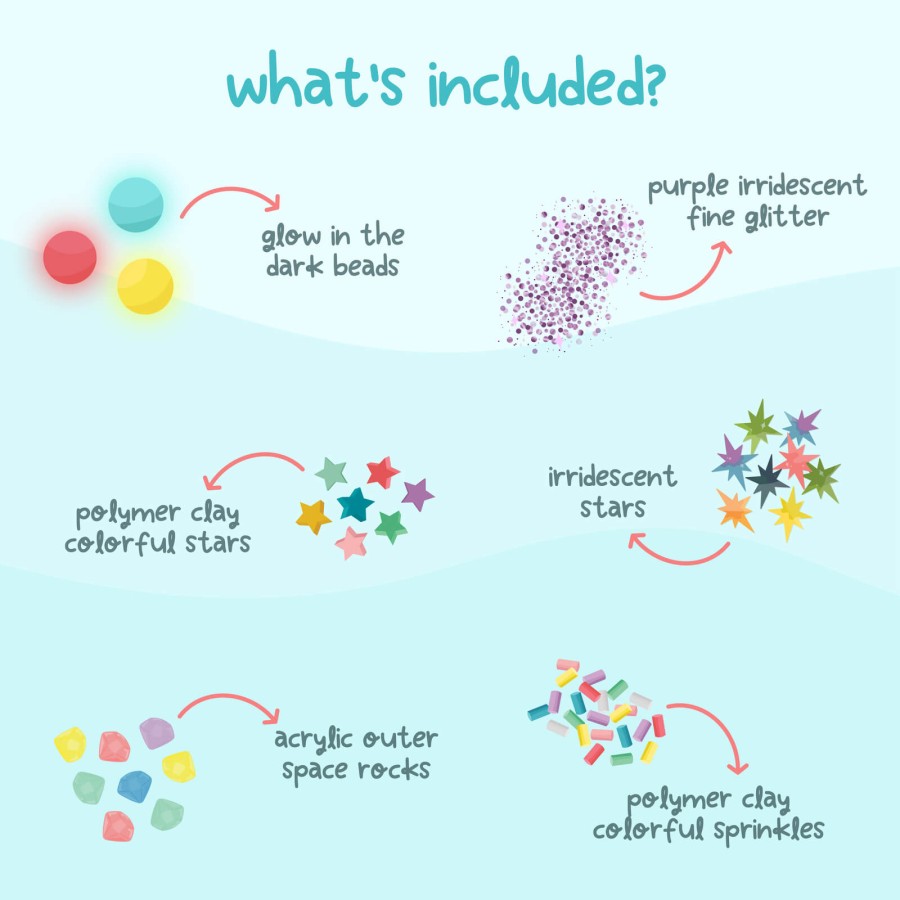 Wkład do słoików, figurki, brokaty i barwniki Fun Fillers - Space / Glo Pals