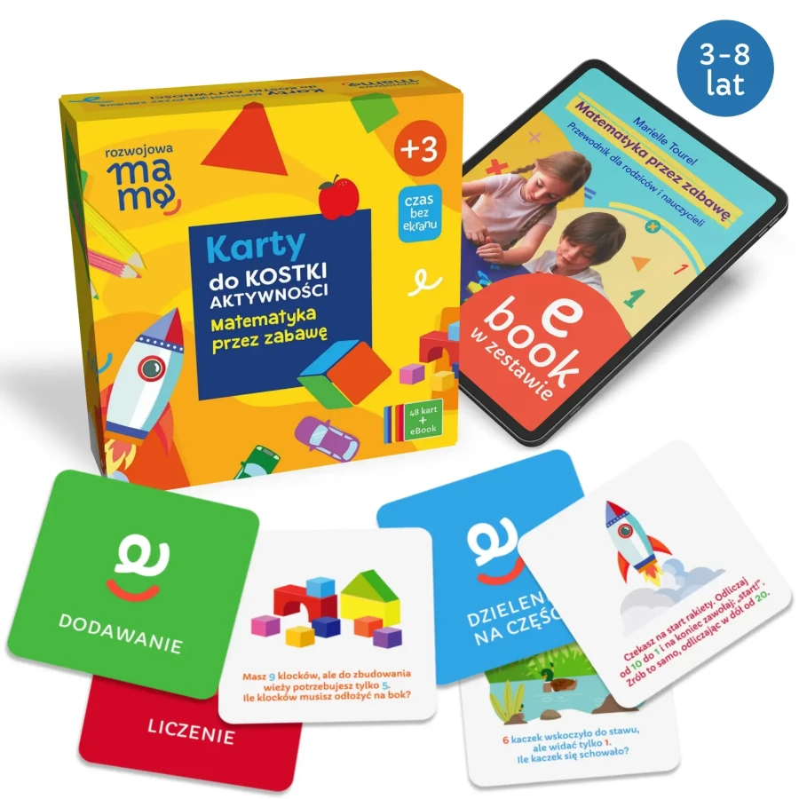 Karty do kostki aktywności - matematyka przez zabawę + mini e-book 3+ / rozwojowa mama