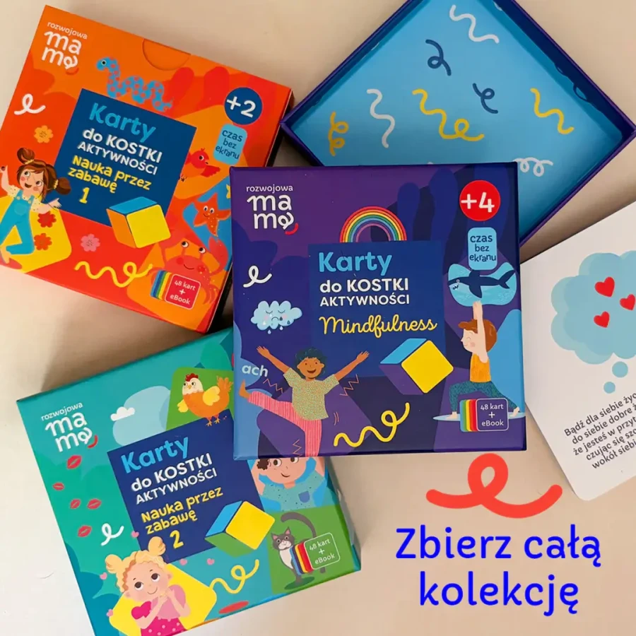 Karty do kostki aktywności - nauka przez zabawę 1+ mini e-book 2+ / rozwojowa mama