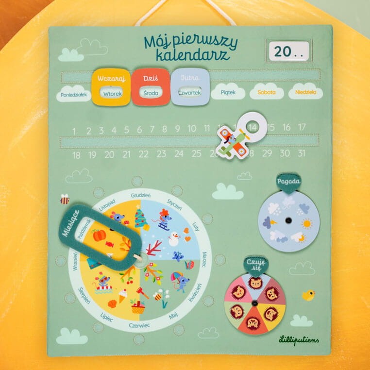 Miękka tablica aktywizująca "Mój pierwszy kalendarz" 3+ / Lilliputiens