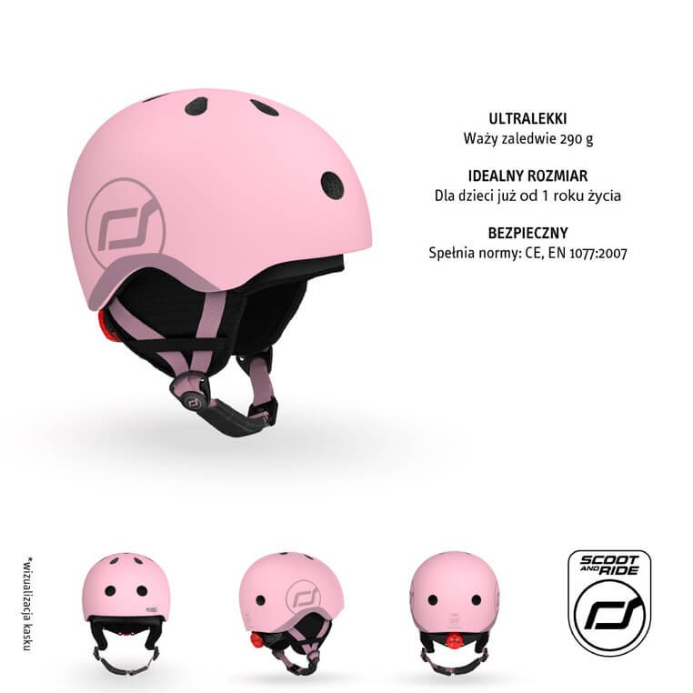 Kask narciarski zimowy XXS-S dzieci 1+ Rose / Scootandride
