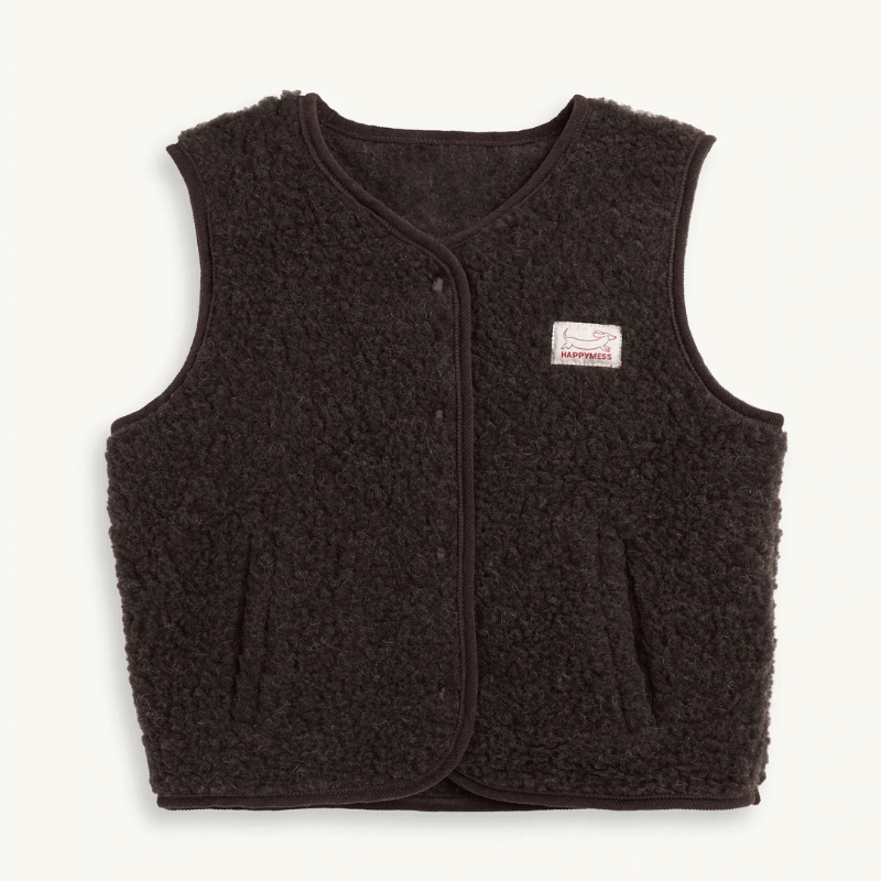 Dziecięca kamizelka merino - chocolate brown / Happymess