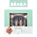 Zestaw prezentowy First Meals 3w1 (talerzyk + zestaw sztućców + śliniak) Savannah bloom / Beaba