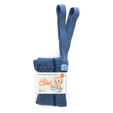 Rajstopki bawełniane bez stópek Footless - Steel Blue / Silly Silas