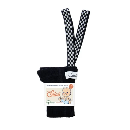 Rajstopki bawełniane bez stópek Footless - Classic Black Checked / Silly Silas
