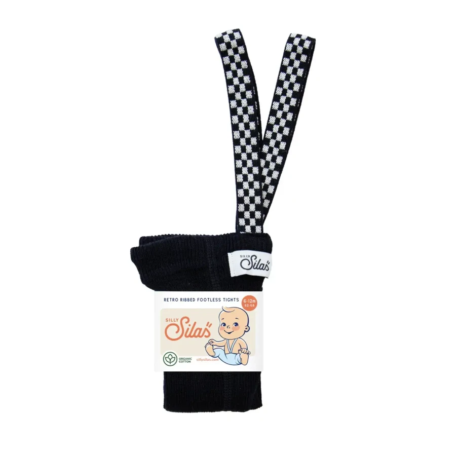 Rajstopki bawełniane bez stópek Footless - Classic Black Checked / Silly Silas
