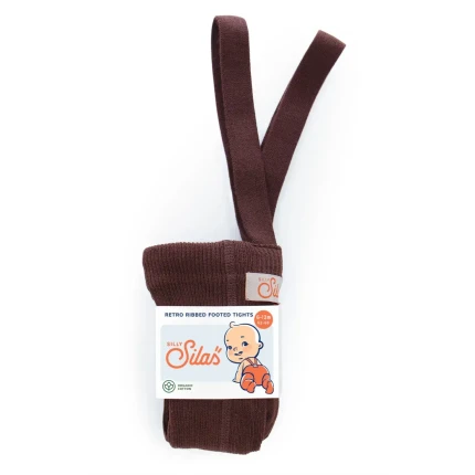 Rajstopki bawełniane ze stopkami Footed - Chocolate Brown / Silly Silas