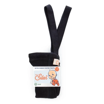 Rajstopki bawełniane ze stopkami Footed - Classic Black / Silly Silas