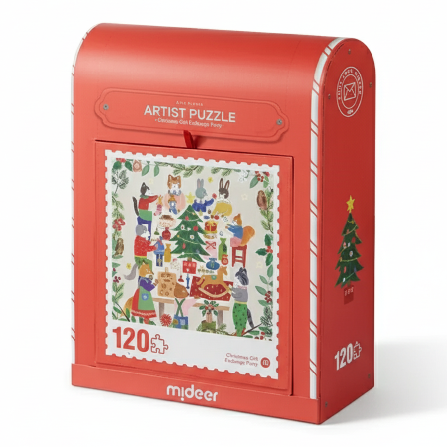Puzzle artystyczne - wymiana prezentów w święta (120 elementów) / Mideer