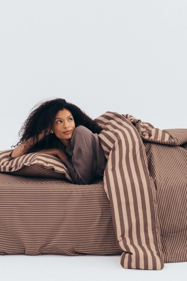 Komplet pościeli bawełnianej - STRIPES BROWN / La Millou