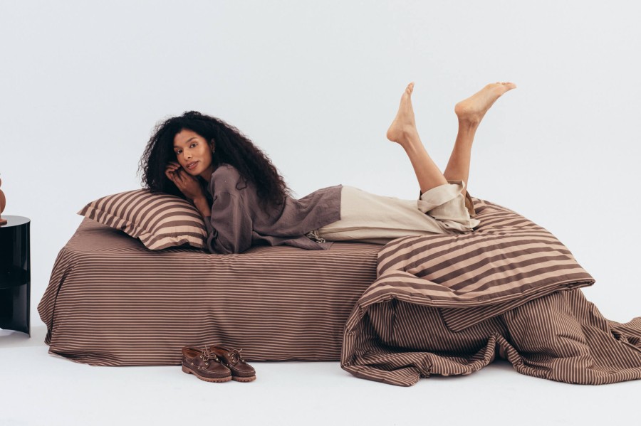 Komplet pościeli bawełnianej - STRIPES BROWN / La Millou