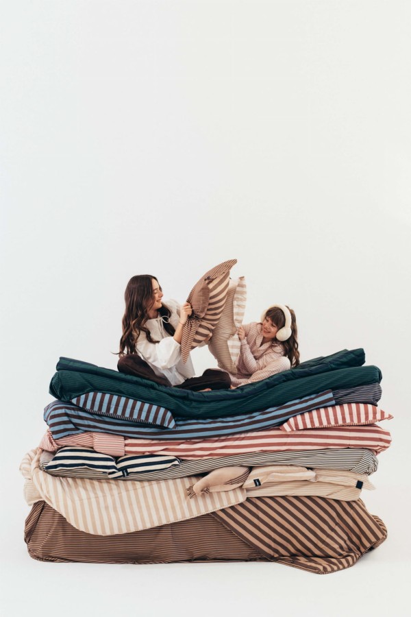 Komplet pościeli bawełnianej - STRIPES BROWN / La Millou