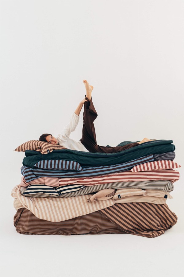 Komplet pościeli bawełnianej - STRIPES BROWN / La Millou