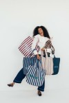 Shopper Bag z kieszonką - STRIPES NAVY / La Millou