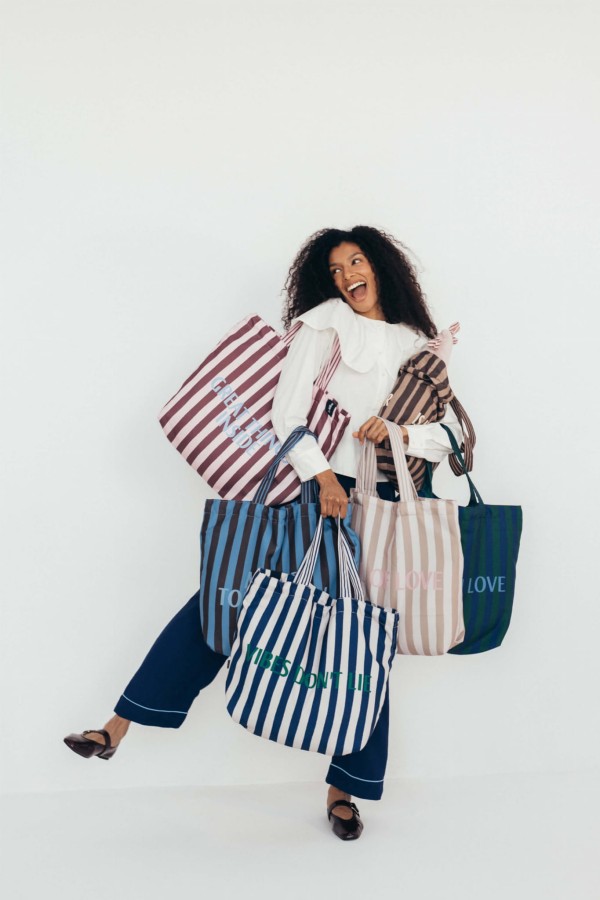 Shopper Bag z kieszonką - STRIPES NAVY / La Millou