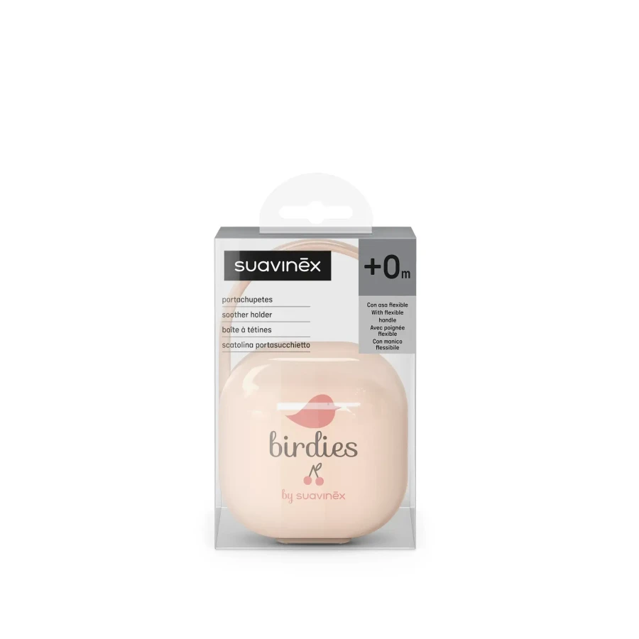 Etui na smoczek Birdies - różowe / Suavinex