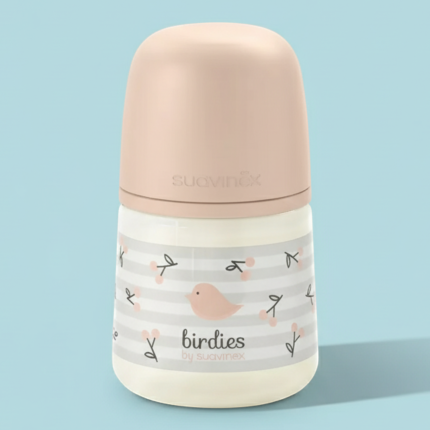Butelka fizjologiczna SX Pro wolny przepływ Birdies, 150ml - różowa / Suavinex